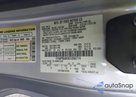 2016 Ford Mustang V6 из США, поврежденный, VIN 1FA6P8AM3G5206714